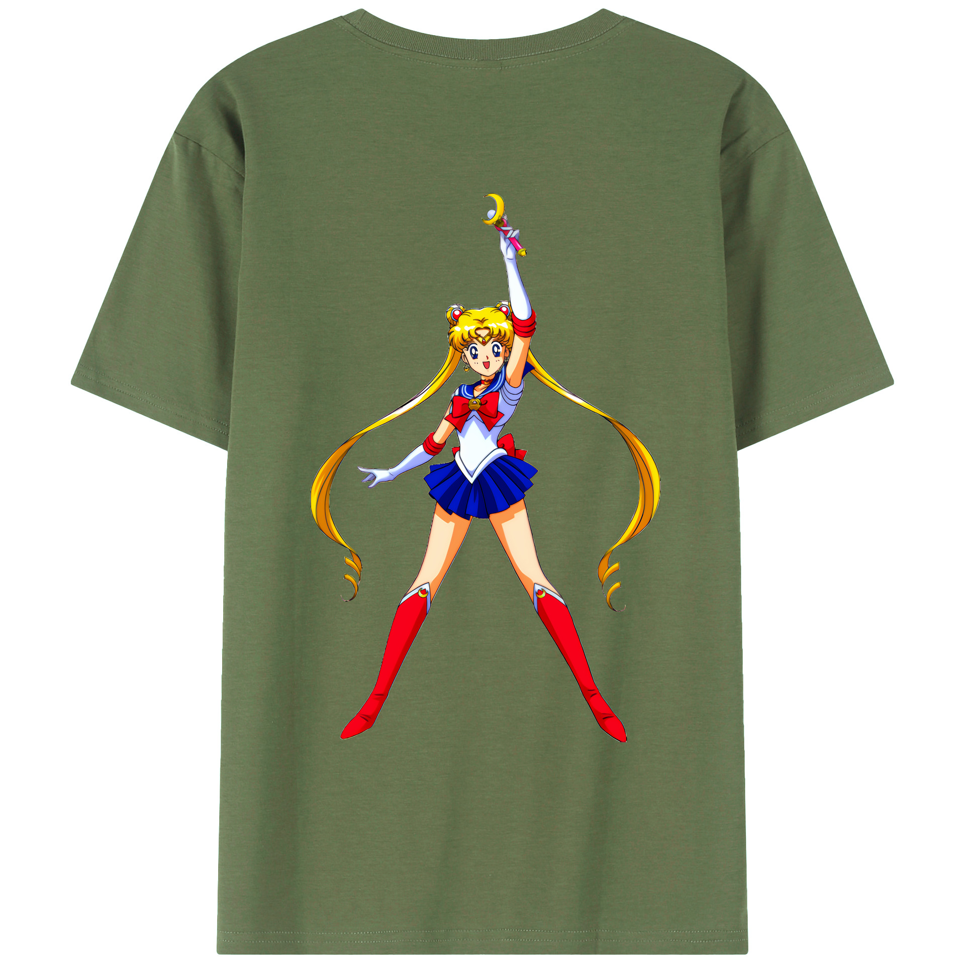 （画像用） 美少女戦士セーラームーン 月野 うさぎ つきの うさぎ Sailor Moon Tsukino Usagi 綿100％ メンズ半袖Tシャツ（バックプリント） 通気性